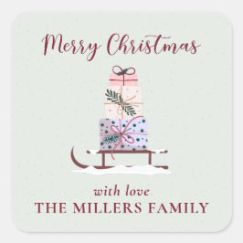 Adesivo Quadrado Cheio de presentes, verde-claro