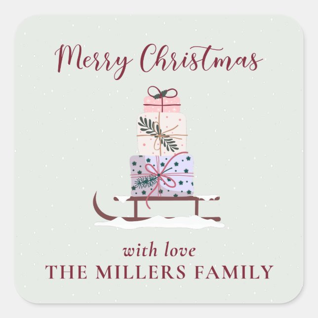 Adesivo Quadrado Cheio de presentes, verde-claro (Frente)