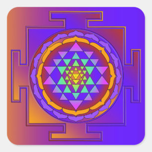 Adesivo Quadrado Cheio de SRI YANTRA colorido + suas ideias