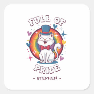 Adesivo Quadrado Cheio do Orgulho Orgulho Gato LGBTQ