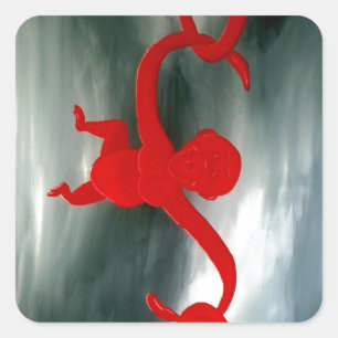 Adesivo Quadrado Cheio do tambor do divertimento dos macacos