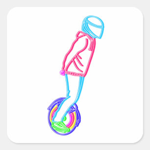 Adesivo Quadrado Cheio EUC Inclinar Neon E Unicycle