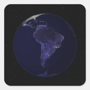 Adesivo Quadrado Cheio Terra à noite mostrando as luzes 6 da cidade