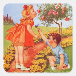 Adesivo Quadrado Cheire o Rosa Sticker