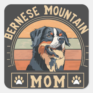 Adesivo Quadrado Cherish Your Love: Bernese Mountain Dog Mãe