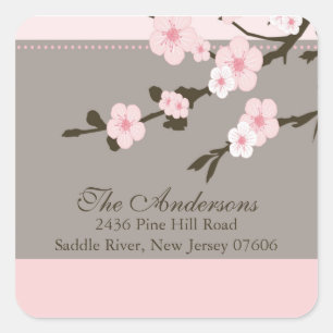 Adesivo Quadrado Cherry Blossom Return Address Sticker
