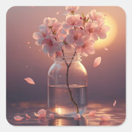 Adesivo Quadrado Cherry Blossom Serenity – Elegant Sakura Branch in