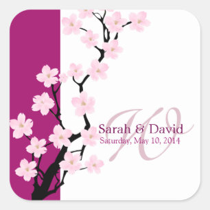 Adesivo Quadrado Cherry Blossom Vinheta Monograma