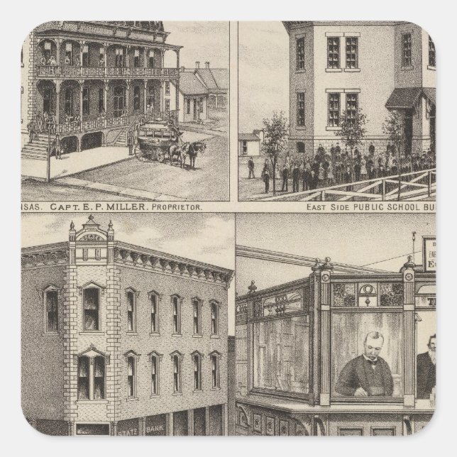 Adesivo Quadrado Cherryvale, Kansas (Frente)