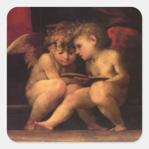 Adesivo Quadrado Cherubs de Madonna Enthronada com Quatro Santos