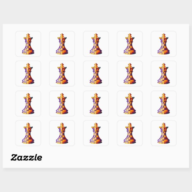 Adesivo Quadrado Chess Color King, Colorida Xadrez King Piece