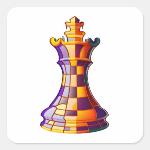 Adesivo Quadrado Chess Color King, Colorida Xadrez King Piece