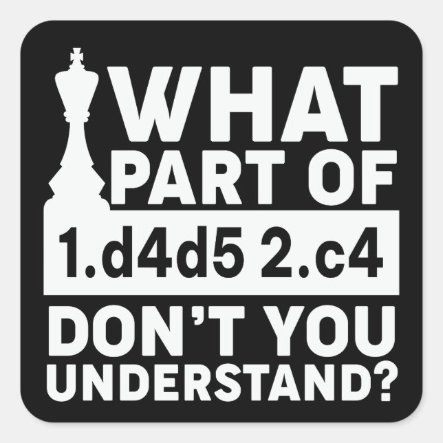Adesivo Quadrado Chess Engraçado Mova Preto e Branco (Frente)