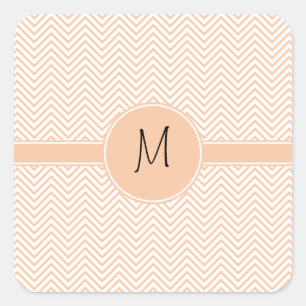 Adesivo Quadrado Chevron alaranjado na moda delicado Monogrammed