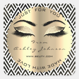 Adesivo Quadrado Chevron Branco Preto Dourado Feito Com Nome De Amo