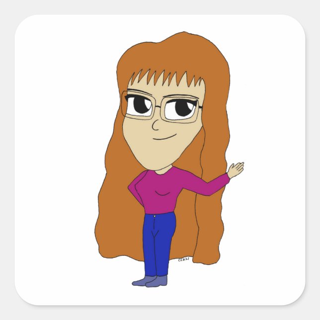 Adesivo Quadrado chibi (Frente)