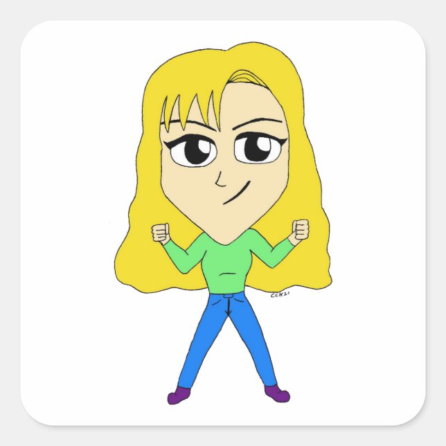 Adesivo Quadrado chibi (Frente)