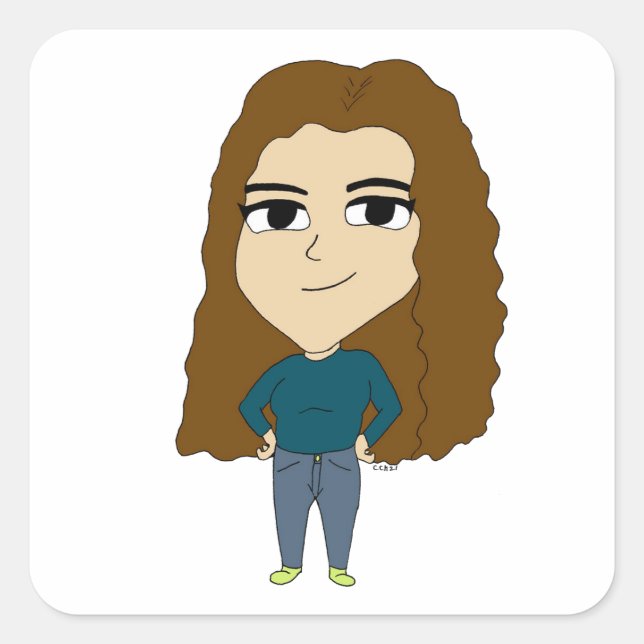 Adesivo Quadrado chibi (Frente)