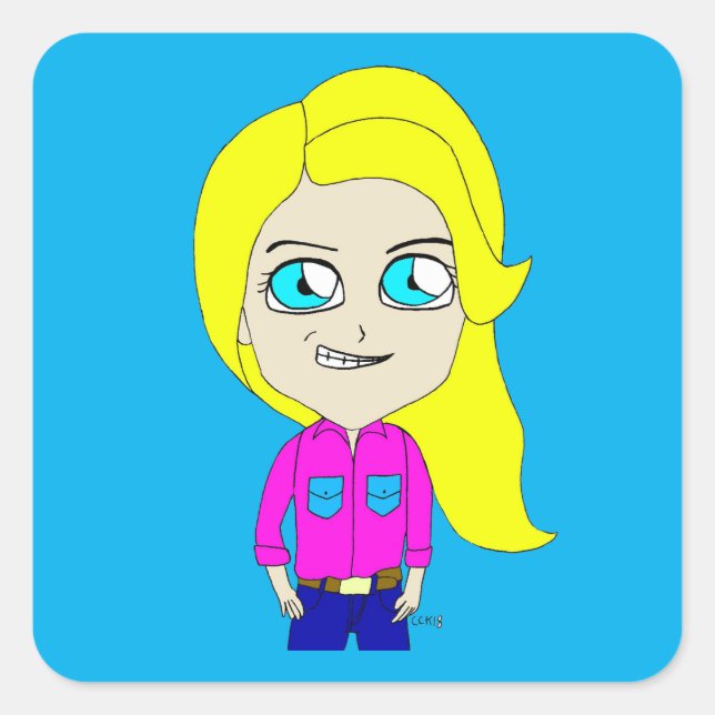 Adesivo Quadrado chibi (Frente)