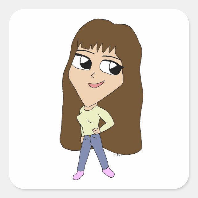 Adesivo Quadrado chibi (Frente)