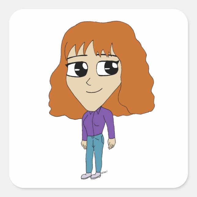 Adesivo Quadrado chibi (Frente)