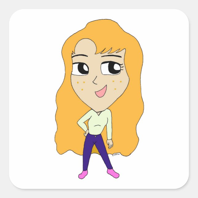 Adesivo Quadrado chibi (Frente)