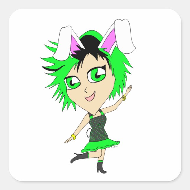 Adesivo Quadrado chibi bunnygirl (Frente)