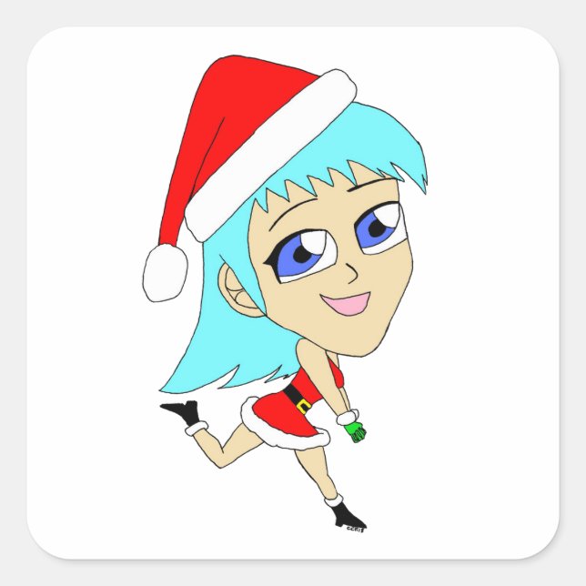Adesivo Quadrado chibi de férias (Frente)
