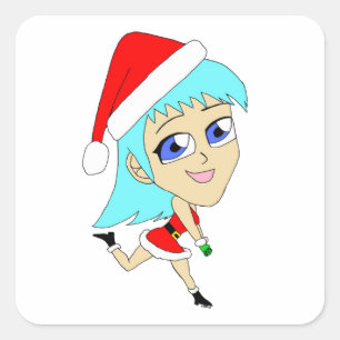 Adesivo Quadrado chibi de férias  