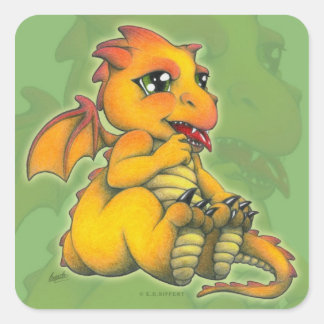 Adesivo Quadrado Chibi Dragon
