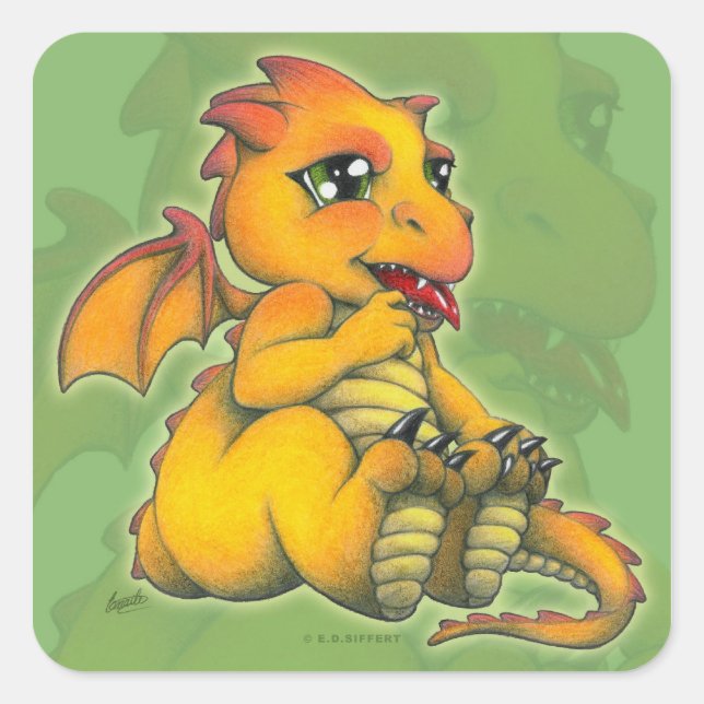 Adesivo Quadrado Chibi Dragon (Frente)
