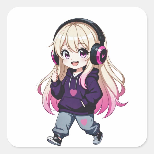 Adesivo Quadrado Chibi Funny (Frente)