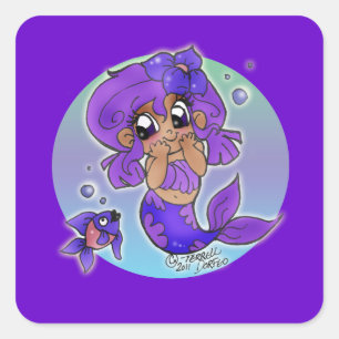 Adesivo Quadrado Chibi Mermaid Sticker