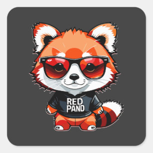 Adesivo Quadrado Chibi Red Panda Cub