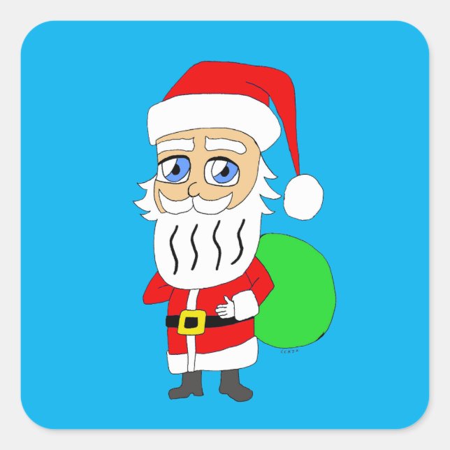 Adesivo Quadrado Chibi Santa Claus (Frente)