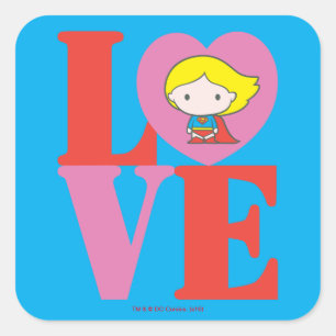 Adesivo Quadrado Chibi Supergirl LOVE