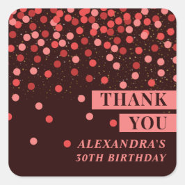 Adesivo Quadrado Chic Black Red Confetti Obrigado Sticker