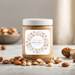 Adesivo Quadrado Chic Chuveiro de Noiva Aquarela Floral