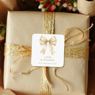 Adesivo Quadrado Chic Coquette Watercolor Bow Branding TMF26