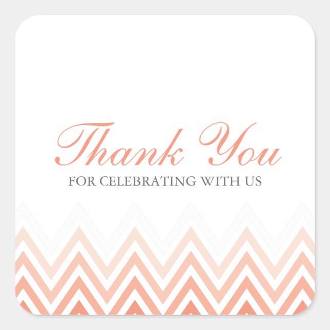 Adesivo Quadrado Chic Coral Ombre Chevrons (Frente)