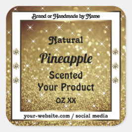 Adesivo Quadrado Chic Dourado Glitter Stars Rótulos do Produto Rino