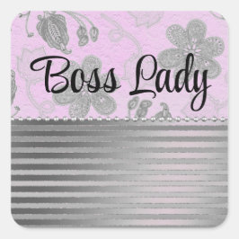 Adesivo Quadrado Chic Floral "Boss Lady"