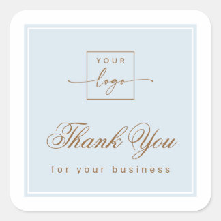 Adesivo Quadrado Chic light dusty blue custom logo thank you