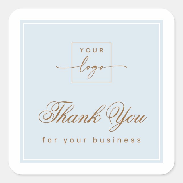Adesivo Quadrado Chic light dusty blue custom logo thank you (Frente)