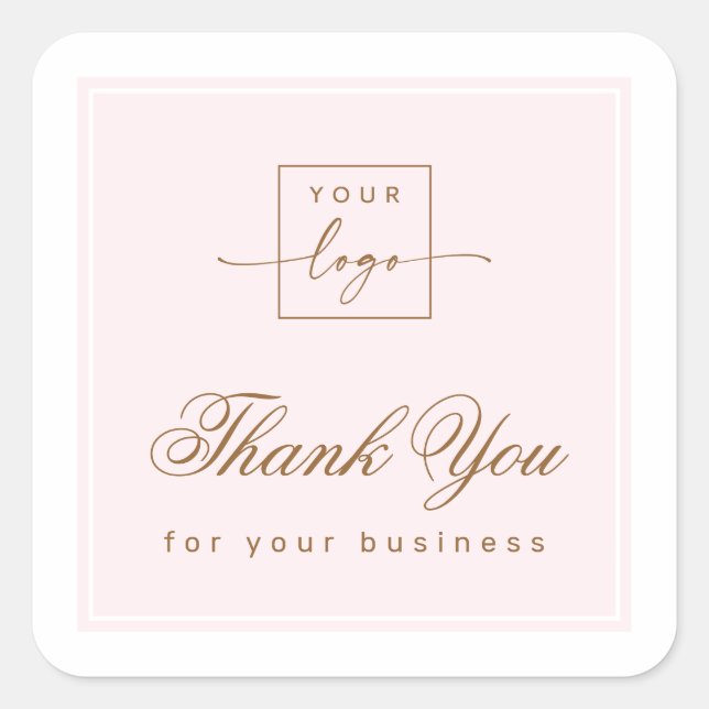 Adesivo Quadrado Chic light pink custom logo thank you (Frente)