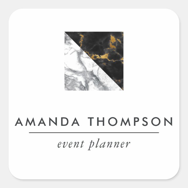 Adesivo Quadrado Chic Marble e Foil Geométrica (Frente)