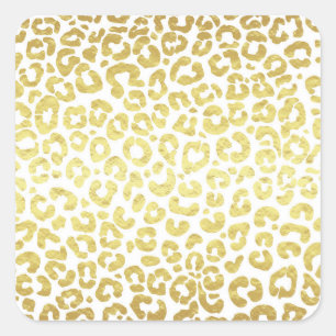 Adesivo Quadrado Chic Modern Dourado Leopardo Branco Jaguar Cheetah