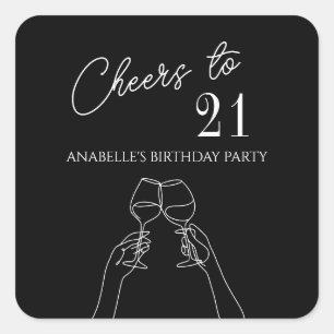 Adesivo Quadrado Chic modernos aplaude aniversário de 21 anos