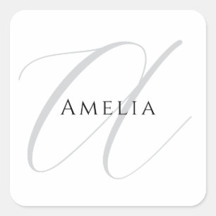 Adesivo Quadrado Chic Name Monograma - Letra Inicial Calliografia