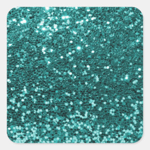 Adesivo Quadrado Chic Teal Faux Glitter